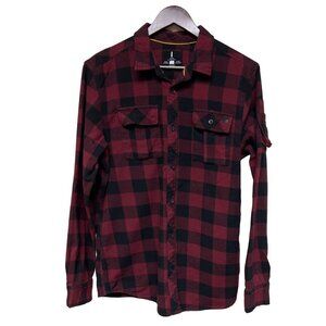 IJeans Buffalo Red Black Plaid Check Mico Flannel Shirt Men's Size Large